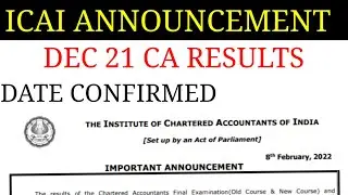 ICAI Official Announcement Dec 21 Results || CA Results date confirmed by ICAI #caresults #icai