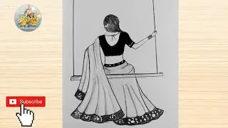  Easy traditional swinging women drawing step by step ll Swimming Girl drawing for beginners 