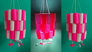 DIY akash kandil with paper/paper lantern/diwali decoration ideas/paper light lamp for diwali 