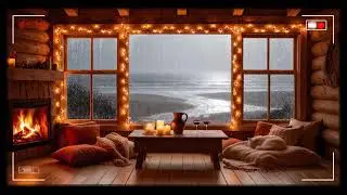 24/7 NO ADS! ⛈️ Cozy Cabin Ambience & Relaxing Jazz | Rain, Fireplace, Study/Sleep #StormyVibes