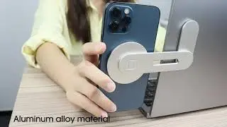 MagSafe Phone Holder Adjustable Laptop Monitor Side Mount for iPhone14 13 12 Series Computer Bracket
