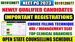 NEET PG 2023 🔥 NRI and Management Seat 🔥  All States Counseling Schedule 🔥 Top Clinical branches