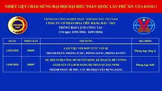 Th&ocirc;ng b&aacute;o lịch c&ocirc;ng t&aacute;c SLIDE Hoa tieu CHUẨN