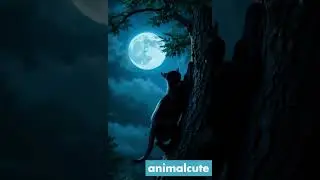 Mystical Black Cat on a Moonlit Night Animalcute global #animalcute  #animals