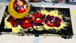 ACRYLIC ART ON CANVAS EASY ABSTRACT USING Balloon art magic #shorts