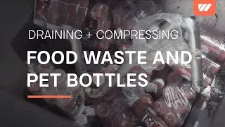 Compressing food leftovers from supermarkets, beer cans and smoothies disposable PET bottles