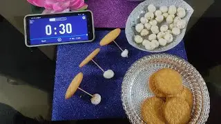 Monsoon / Rainbow theme game by making umbrella with biscuits, makhane and toothpicks..🍪❤☂️#fungame