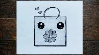 How to Draw a Cute Shopping Bag with Flower | Easy Drawing for Kids 