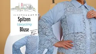 Transparente Spitzenbluse - Upcycling Herrenhemd