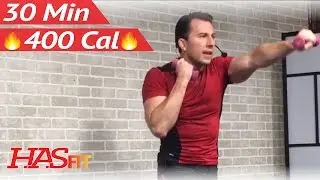 30 Minute Cardio Kickboxing Workout + Abs and Arms Workout - Aerobic Kick Boxing Training Routine
