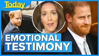 Prince Harry appears to choke up during testimony in UK phone hacking case | Today Show Australia