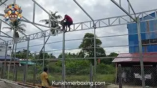 🧱 Step 7 Progress: KKB Kun Khmer Boxing Gym Battambang 🇰🇭 Wall Construction + Ring Area Prep