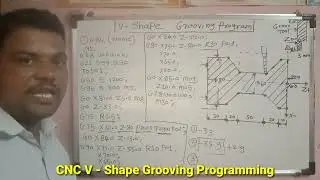 CNC मशीन पर V Shape Pully बनाना सीखे | G90 और G75 Cycle Program से | cnc OD V Shape Groove Program|