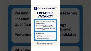 Female Fresher Geologist &ndash; Udaipur | Golcha Associated | Mining Jobs #magicalmining