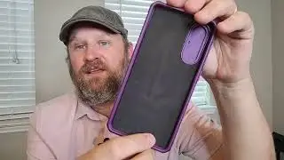 review of purple galaxy s23 phone case with RFID card holder