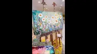 Painting dashes and other wildflowers with palette knives in acrylics - Giselle Denis Fine Artist