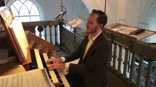 Menighedsr&aring;dsformand Thomas Patrick Ingemansen spiller p&aring; kirkens orgel i Faaborg Kirke