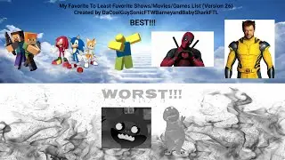 my favorite to least favorite shows/movies/games list (V26)