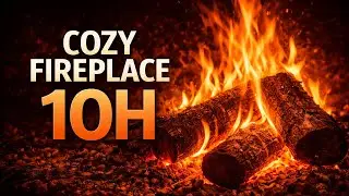 🔥 10 Hours Cozy Fireplace | Crackling Fire Sounds | Warm Dark Ambience for Sleep, Relax & Study