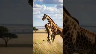 Can the giraffe help the escape the lion&rsquo;s deadly trap fast #wildlife #safari #nature