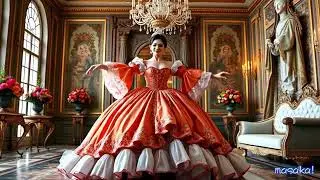 Beautiful Woman Dancing in a Large, Long Dress 【AI】  Valzer Lento   Open Arms Remix