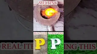 DIY Metal Casting: Watch the Letter P Form from Hot Metal || Casting Metel || #shorts #shortsfeed