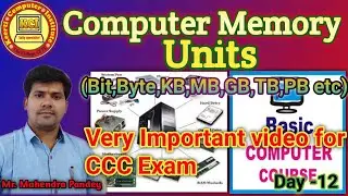 Computer Memory Units ll what is Memory Units ll What is Bit Byte KB MB GB TB etc.