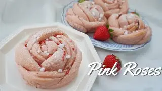 バラの成形が可愛い🌹 ピンクローズブレッドは いちごフレーバー🍓感謝の気持ちを込めたパン作り！いちごフェア第３弾 最終章😊