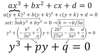 Cubic Formula Proof Step 1: Removing x^2 term via PQ Substitution