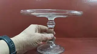 Antique English Quarter Molded Pressed Glass Pedestal Cake Stand