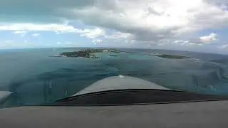 Diamond DA42 Twinstar flying in the Exumas, Bahamas. Staniel Cay - arrival and departure.