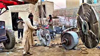 Amazing Process of restoration stone crusher machine hammer router & make axel nut on lathe machine