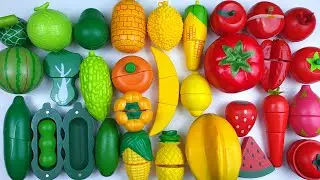 How to Cutting Wooden & Plastic Fruit Vegetables Green Red Orange Satisfying Video ASMR