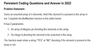 Persistent Python Coding Question - 3 and Answer 2022 