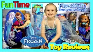 Disney Super Giant Frozen Egg Surprise Opening Toys Review Video Let It Go Song Wand
