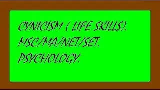 #ugcnet2020 cynicism psychology