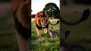 Animal Love #animals #rabbit #lion #king #aivideo #ai #wildlife #nature #2025 #shortvideo #shorts