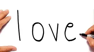 How To Draw A Couple Kissing From A Word LOVE