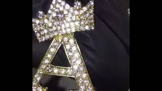 Iced Out Crown Letter Pendant Necklace Initial Blingbling  Fashion Jewelry