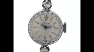 Vintage Ladies Rolex Watch 14k Solid White Gold Manual Wind Diamonds