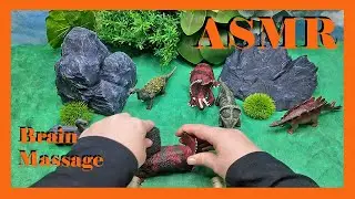 ASMR Brushing Tapping Dinosaurs Brain Massage Satisfying Relaxing Sound Play Mini Diorama #asmr