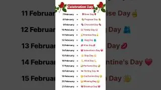 Valentine day Kab hai 2026 ||February days list 2026 || Valentine week || #shorts