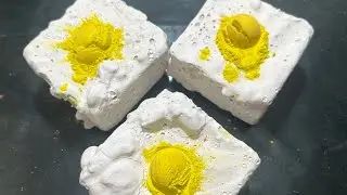🐣Minimalist Yellow Chalk Crush |chalk block| soft crispy crush| satisfying | asmr chalk video