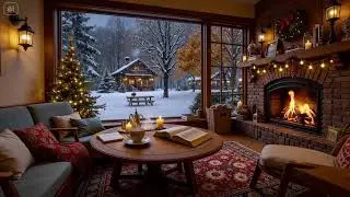 Cinematic Winter Ambience ❄️ Fireplace & Snowfall Sounds (4K, Long Loop)