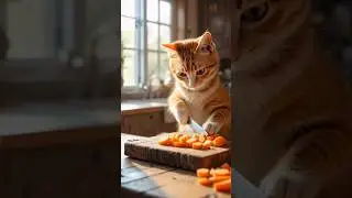 Chef Meow in the kitchen! See this cat's culinary skills in making delicious food