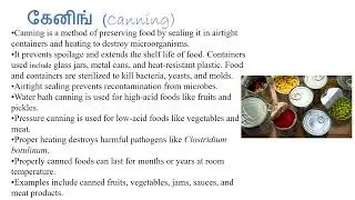 Food preservation Techniques:Pickling, Canning, Pasteurization and smoking - தமிழில்