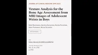 Texture Analysis for the Bone Age Assessment from MRI Images of Adolescent Wrists in ... | RTCL.TV