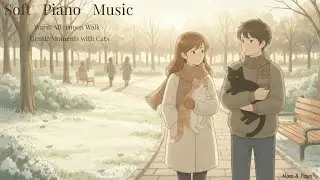 Moon & Paws 🐾 | Soft Winter Piano Music for Relax & Study ❄️ Cozy Park Walk with Cats 🐱 | 2 Hour