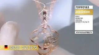 Kaufbei Schmuck | Kleeblatt-Anh&auml;nger aus 585 Rotgold mit Zirkonia