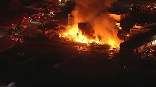 Big commercial building fire NE of Los Angeles